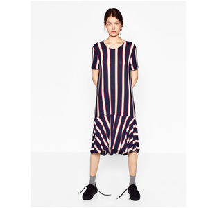 NWT Zara Size S Striped Fine Knit Midi Dress --r